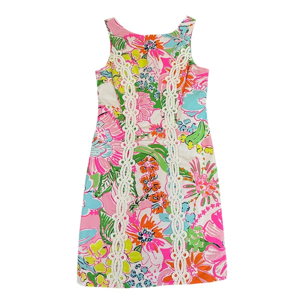 Lilly Pulitzer for Target Shift Dress Womens 2 Pink Floral Lace Trim Mini Lined - Picture 3 of 14